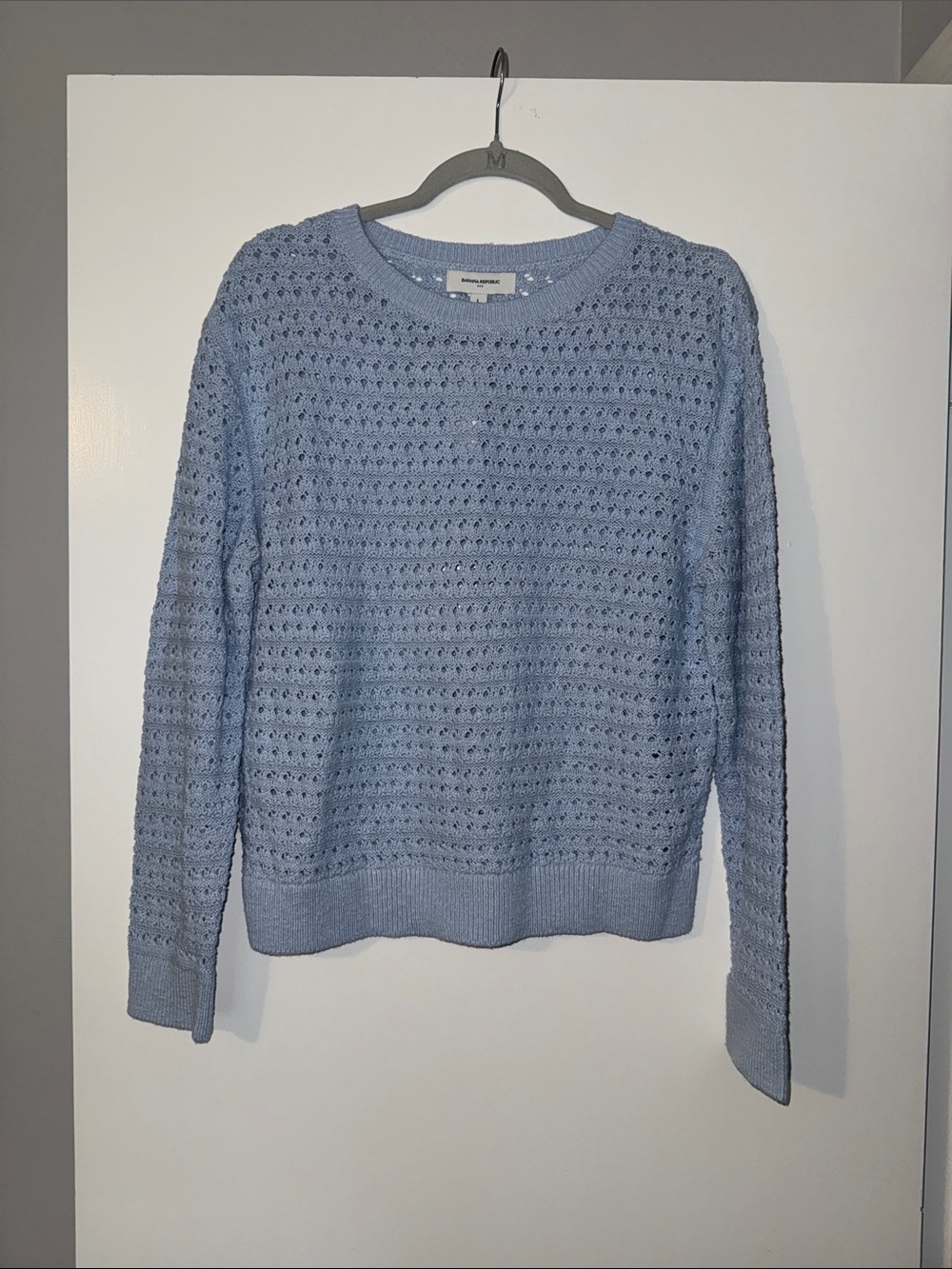 Banana Republic Light Blue Open Weave Crewneck Sweater